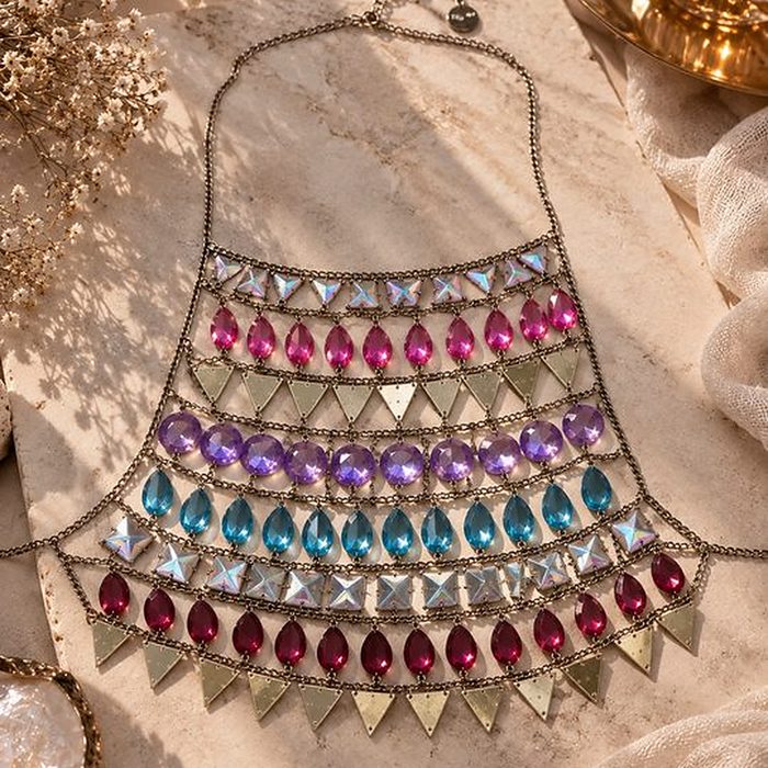 Plastron Bijou Pierres Multicolores