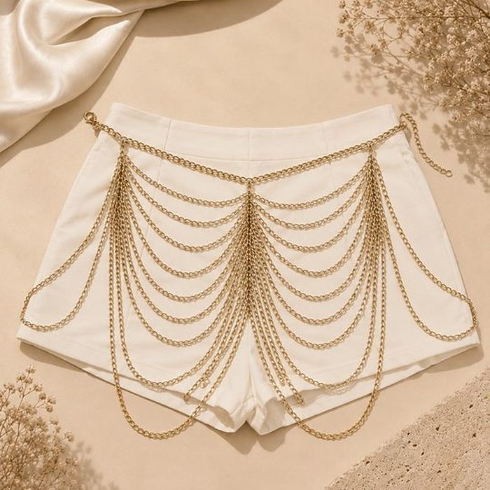 Ceinture Chaînes Dorées Multi-Rangs