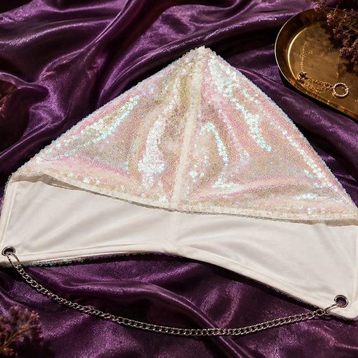 Capuche Sequins Nacré Blanc