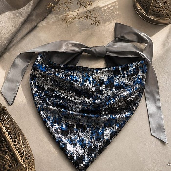 Bandana Sequins Bleu Argent