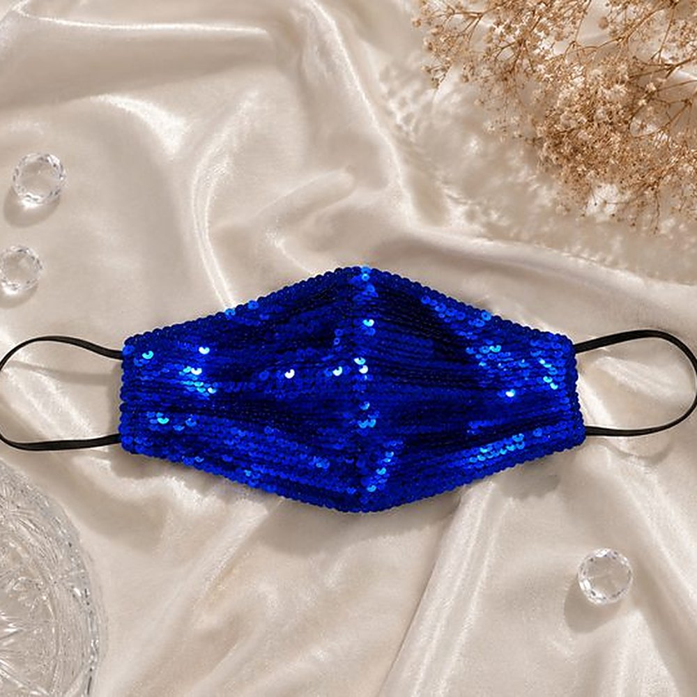 Masque Bouche Sequins Bleu Royal