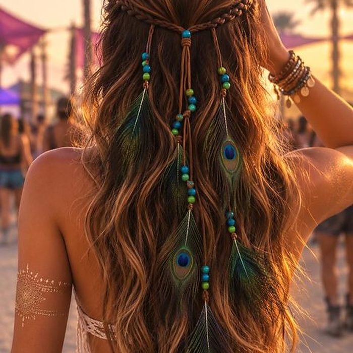 Attache Cheveux Plumes Paon