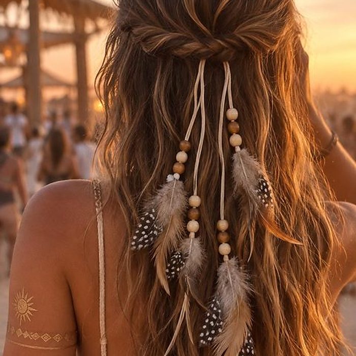 Attache Cheveux Plumes Naturelles