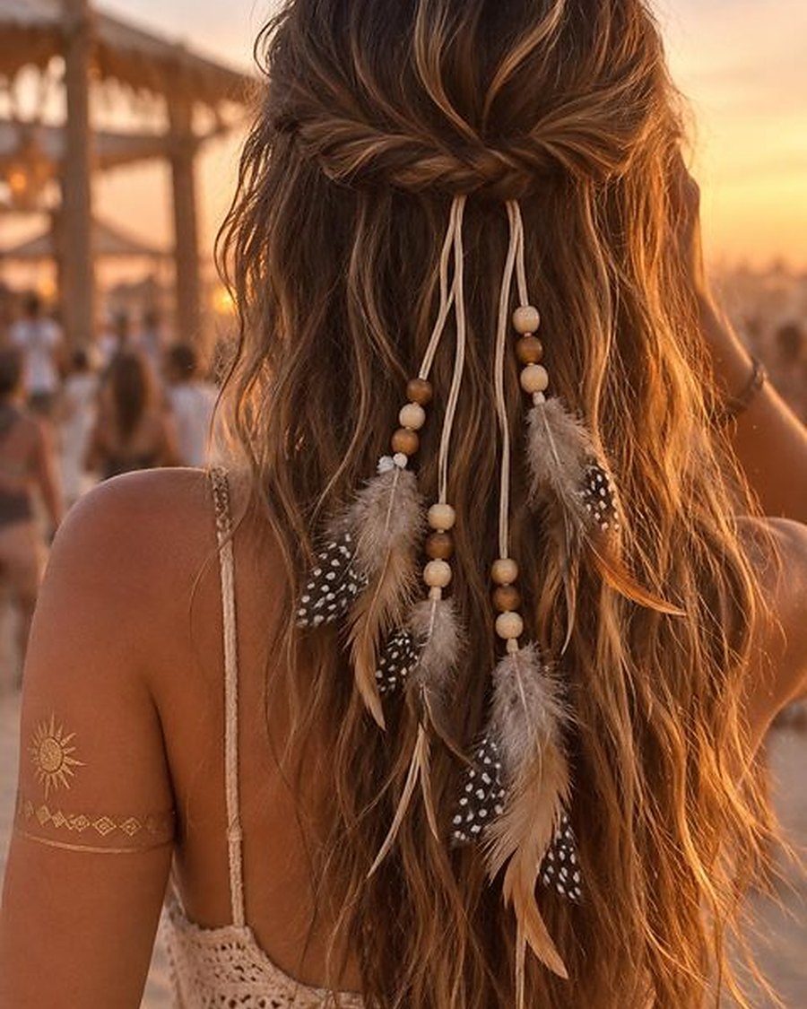 Attache Cheveux Plumes Naturelles
