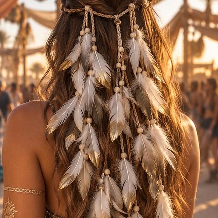 Attache Cheveux Plumes Blanches