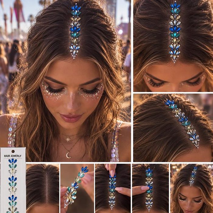 Hair Gems Bleu & Argent