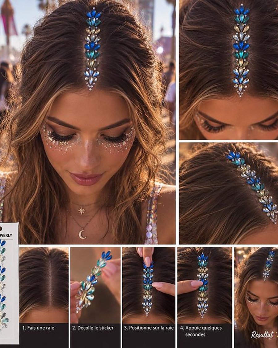 Hair Gems Bleu & Argent
